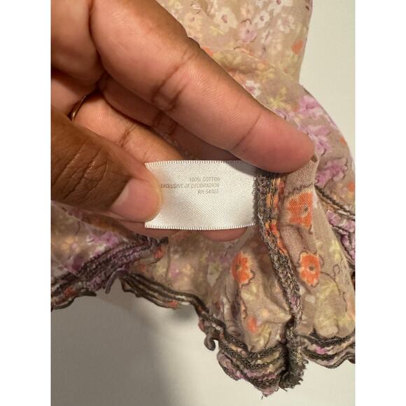 Old Navy Floral Boho Peasant Top Women’s L Tall Sheer Blouse Cap Sleeve - Picture 5 of 7